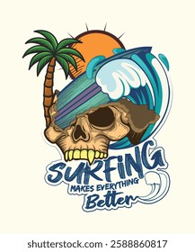 Surfing makes everything better summer beach t-shirt design.