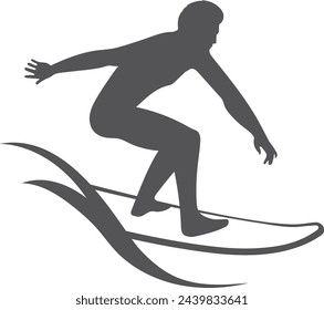 Surfing man black logo. Ocean wave sport