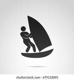 Surfing man icon isolated on white background. Vector art.