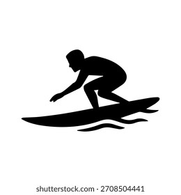 Icono de hombre de surf, simple silueta de surf ilustración aislada.