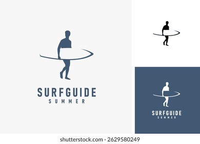 Surfing man logo symbol icon design