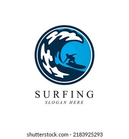 surfing man logo vector illustration template design