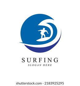 surfing man logo vector illustration template design