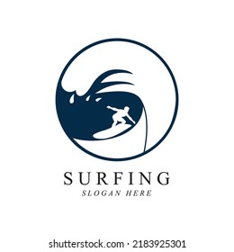 surfing man logo vector illustration template design