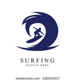 surfing man logo vector illustration template design