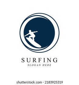 surfing man logo vector illustration template design