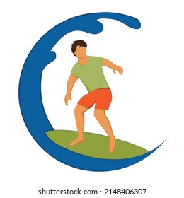 Surfing man, vector graphic design element