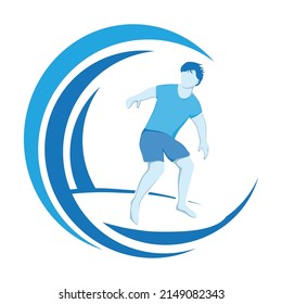 Surfing man, vector graphic design element