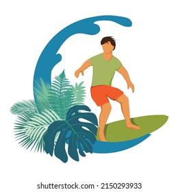 Hombre de surf, elemento de diseño gráfico vectorial