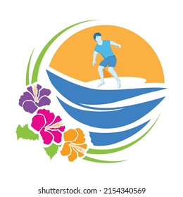 Surfing man, vector graphic design element