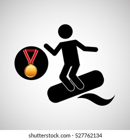 surfing medal sport extreme graphic vector illustration eps 10