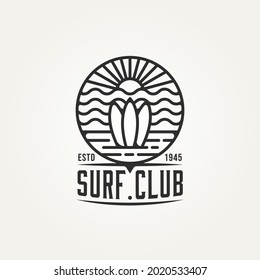 Surfing Minimalist Line Art Logo Badge Stock Vector (Royalty Free ...