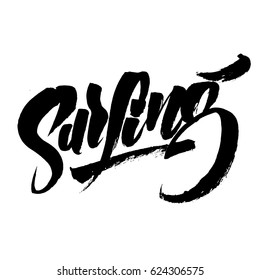 Surfing. Modern Calligraphy Hand Lettering for Serigraphy Print