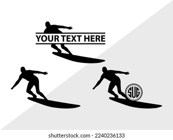 Surfing Monogram Vector Illustration Silhouette