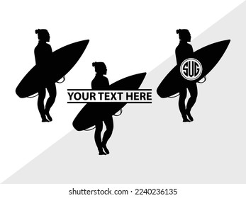 Surfing Monogram Vector Illustration Silhouette