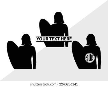 Surfing Monogram Vector Illustration Silhouette