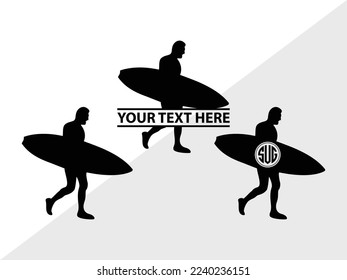 Surfing Monogram Vector Illustration Silhouette