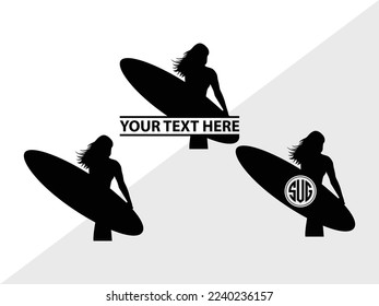 Surfing Monogram Vector Illustration Silhouette