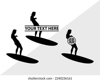 Surfing Monogram Vector Illustration Silhouette