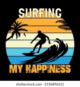 SURFING MY HAPPINESS t-shirt design