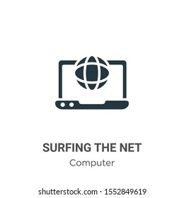 Surfing the net vector icon on white background. Flat vector surfing the net icon symbol sign from modern computer collection for mobile concept and web apps design.