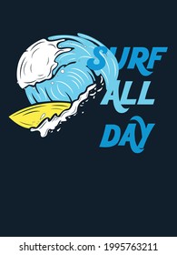 Surfing on summer day T-shirt design