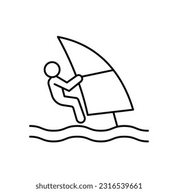 Surfing Outline Vector Icon that can easily edit or modify

