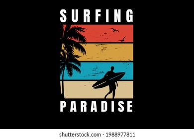 surfing paradise color orange yellow green and cream