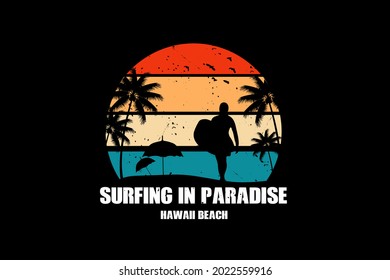 Surfing in paradise silhouette design
