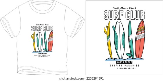 surfing paradise skateboard t shirt graphic design vector illustration digital file