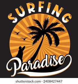 Surfing paradise, Streetwear T-shirt Designs Artwork Set, Graffiti Vector Collection for Apparel and Clothing Print.