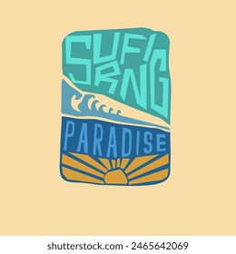 Surfing Paradise summer beach wave typography poster design