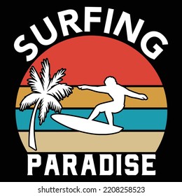 Surfing Paradise T shirt Design 