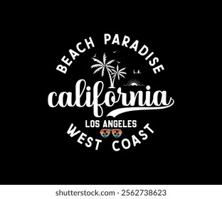 Surfing Paradise. Tropical Beach Summer text with a waves illustration, for t-shirt prints, posters. Summer Beach Vector illustration. California