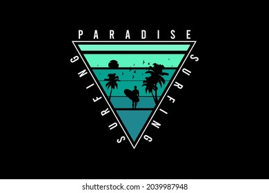 Surfing paradise ,t-shirt merchandise silhouette mockup typography