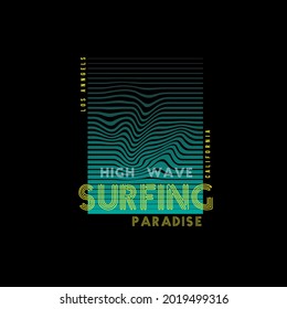 Surfing Paradise wave t shirt print design vector Illustration, poster design - Shutterstock ID 2019499316
