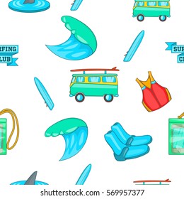 Surfing pattern. Cartoon illustration of surfing vector pattern for web