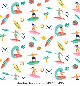 Surfing pattern seamless design graphic