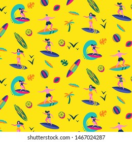 Surfing pattern seamless design graphic