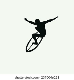 surfing people black logo design