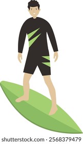 Surfing People Cartoon Illustration. International Surfing Day Celebration. Vector Character