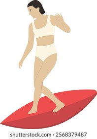 Surfing People Cartoon Illustration. International Surfing Day Celebration. Vector Character