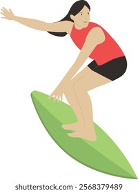 Surfing People Cartoon Illustration. International Surfing Day Celebration. Vector Character