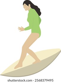 Surfing People Cartoon Illustration. International Surfing Day Celebration. Vector Character