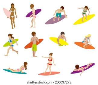 Surfing people sets,Isolated