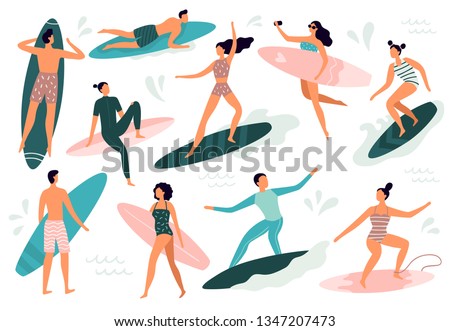 Similar – Image, Stock Photo Happy surfer with surfboard in foamy sea on stormy day