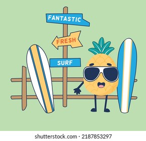 surfing pineapple, summer pineapple, cute summer pineapple