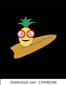 SURFING PINEAPPLE VECTOR LOGO DESIGN