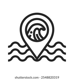 Surfing Place Icon Outline Style
