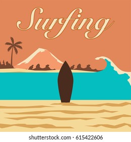 Surfing poster illustration